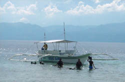 a dive boat in Moalboal, Cebu